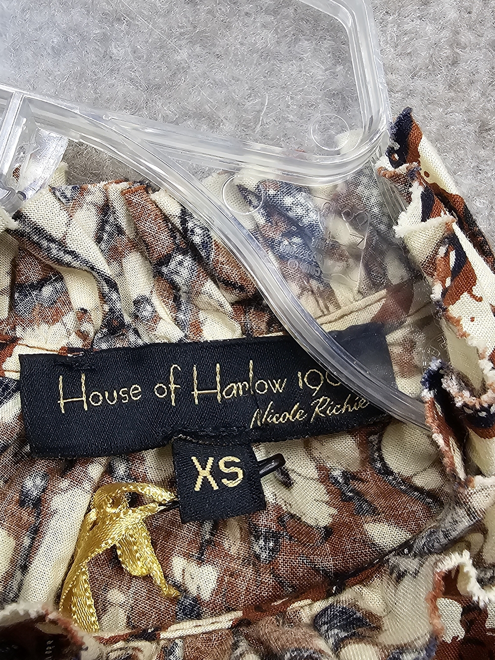 House of Harlow 1960 XS NWT Boho Mini Dress Cotton Ruffle Mock Neck Fall - Picture 11 of 16